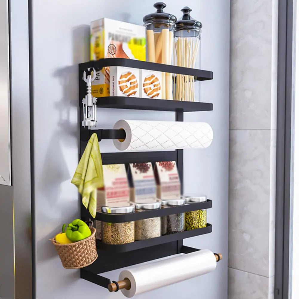 Magnetic Wall-Mounted Storage Rack for Kitchen Items