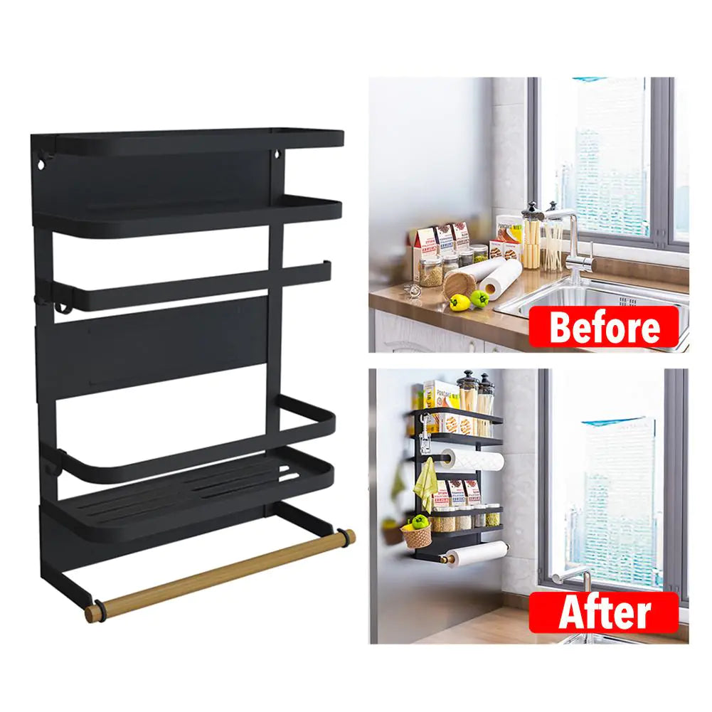 Magnetic Wall-Mounted Storage Rack for Kitchen Items