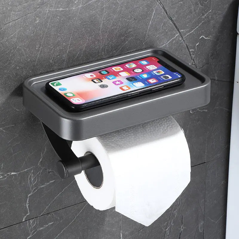 Bathroom Tissue Holder and Phone Storage Rack