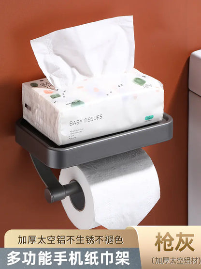 Bathroom Tissue Holder and Phone Storage Rack