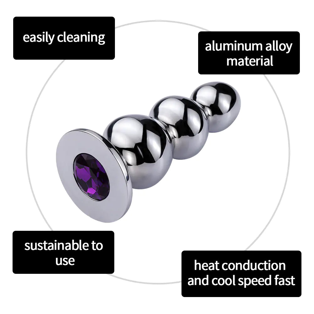 Metal Large Beaded Anal Plug for Adults, Sex Toy