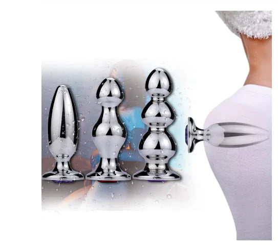 Metal Large Beaded Anal Plug for Adults, Sex Toy