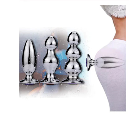 Metal Large Beaded Anal Plug for Adults, Sex Toy
