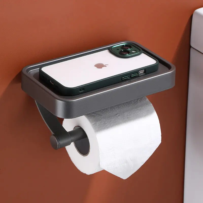 Bathroom Tissue Holder and Phone Storage Rack