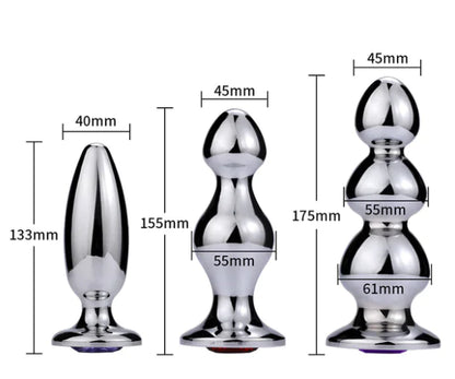 Metal Large Beaded Anal Plug for Adults, Sex Toy