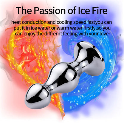 Metal Large Beaded Anal Plug for Adults, Sex Toy