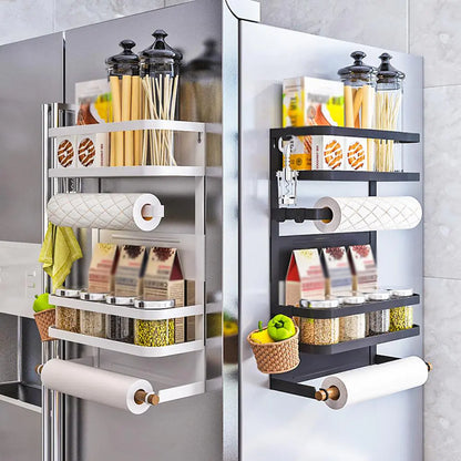 Magnetic Wall-Mounted Storage Rack for Kitchen Items